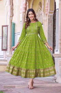 Design Ready Wear Dress Kurtis en coton Vente en gros Anarkali Dernière mode avec de belles broderies - Product Image 4