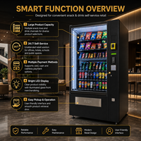Máquinas Expendedoras de Bebidas y Aperitivos, Dispensador de Snacks con Lector de Monedas, Billetes y Tarjetas, Popular en el Mercado Europeo