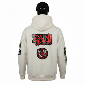 Sweat à capuche pour homme Premium 320 GSM Coton Polyester Polaire Tissu brossé doux Couleur crème Logo personnalisé Sweat-shirts basiques pour homme - Product Image 2