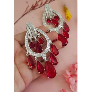 Pendientes de rubí elegantes de lujo para mujeres y niñas Joyas de latón de moda para fiestas de compromiso y Aniversario - Product Image 1