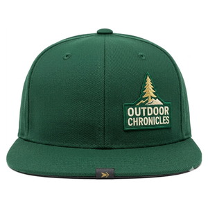 Casquette de baseball en toile à 6 panneaux à visière plate, avec logo brodé personnalisé, fabriquée au Vietnam, vert forêt, pour le cyclisme, la pêche et le sport - Product Image 1