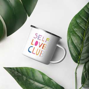 แก้วเคลือบทำมือ แข็งแรง น้ำหนักเบา ลายเรโทรสีสันสดใส พร้อมลวดลาย "Self-Love" จาก Self Love Club ผลิตภัณฑ์เครื่องปั้นดินเผาและเคลือบ - Product Image 1