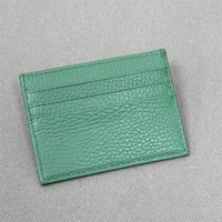 Dompet kartu kulit asli kustom Pria Wanita Dompet kartu kredit Id ramping