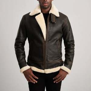Heavy Duty <b>Shearling</b> Leather <b>Jacket</b> <b>For</b> <b>Men</b> Warm And Thick Outerwear With Modern Style - Product Image 1