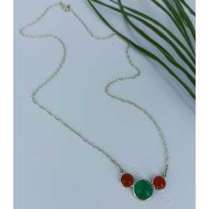 Green Onyx Carnelian Handmade Sterling <b>Silver</b> Minimalistic Triple Gemstone <b>Necklace</b> Fashion <b>Layered</b> Gift for Women and Girls - Product Image 6