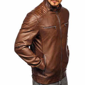 Venta caliente chaqueta de invierno de cuero genuino para hombres transpirable ligero piel de vaca con cierre de cremallera aspecto de moda - Product Image 4