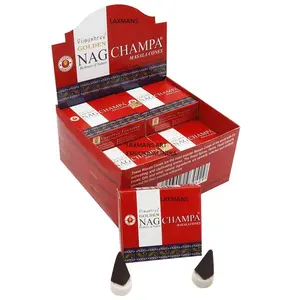 Hot Selling Popular Fragrance Golden Brand Nag Champa Perfumed Incense Cones Pack Wholesale Supplier From India