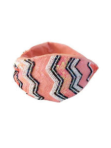 Elegant Chevron Pattern <b>Sequins</b> Beads Stylish Knot-Style Luxury Handmade <b>Sequin</b> Beaded Embroidered Fabric <b>Headband</b> Accessory - Product Image 2