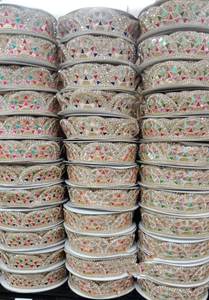 Luxury Mirror <b>Work</b> Embroidered Voile Lace Trim Bridal Gowns Custom Sparkle Border Eco-Friendly Vintage High Quality Lace - Product Image 3