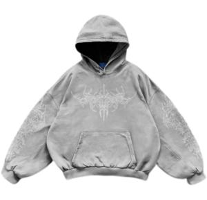 Sudadera con Capucha Vintage HUDIE Unisex, Estilo Acid Wash, Corte Cuadrado, Regular, Invierno, con Estampado de Puntos, Personalizada, Estilo Y2K, Streetwear con Impresión DTG, Sudadera para Hombre - Product Image 1