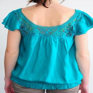 Women's Short <b>Top</b> Blouse <b>Purple</b> With Embroidery Urti Shirt Blouse - Product Image 6