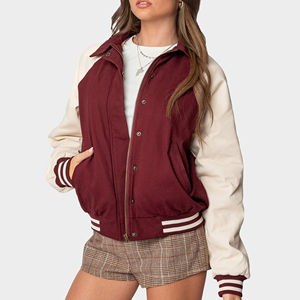 Vente en gros de veste universitaire pour femmes à la mode, veste de baseball bombardier surdimensionnée de haute qualité, vêtements d'extérieur Letterman élégants sur mesure - Product Image 2