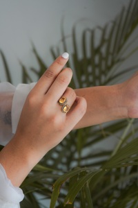 แหวนพลอยซิทรีนเซอร์คอน925พร้อมชุดเครื่องประดับชั้นดีเงินสเตอร์ลิงสีทองพร้อมไข่มุกเจียระไนเพชรสำหรับงานแต่งงาน - Product Image 4