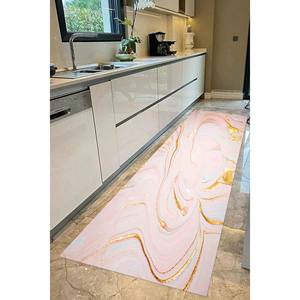 พรมเชนิลล์ลายหินอ่อนสีชมพูและสีทอง: ของตกแต่งหรูหรา พรมบางแบบไม่ถักทอ - Product Image 5