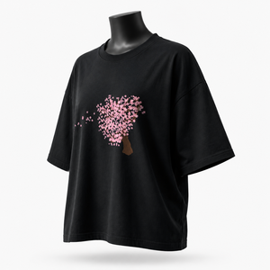Camiseta Extra Grande con Estampado Floral Personalizada para Mujer, Camiseta Informal de Algodón Negro de Corte Holgado - Product Image 3