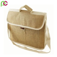 Conception personnalisée écologique sac de messager en jute léger réutilisable recyclable sac de conférence taille portable conception de logo