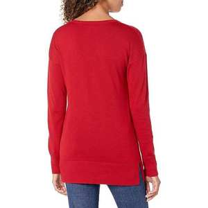 Womens Regular Fit <b>Cardigan</b> Sweater Breathable Long-Sleeve V-Neck, <b>Red</b> Cotton Knitwear, All Sizes - Product Image 6