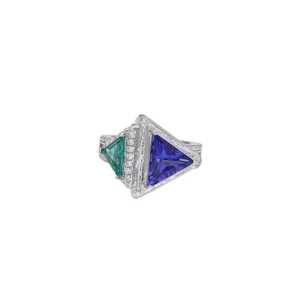 Bague en argent sterling avec émeraude et tanzanite infinie, bijoux de luxe, symbole d'union éternelle, beauté gracieuse, cadeau de mariage unisexe, Zubeda - Product Image 1
