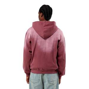 Sudadera con capucha de lavado ácido con cremallera sólida de talla grande para hombre, estampado Digital de estilo informal en algodón y poliéster para invierno - Product Image 4