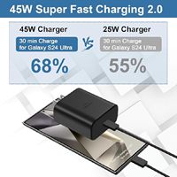 Câble de charge rapide USB C double type-C PD 45W Chargeur mural ultra-rapide pour Samsung pour Galaxy S22/S23/S24 Ultra A55 Z Flip5 Fold5