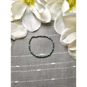 Navajo-Made Kingman Turquoise & Sterling <b>Silver</b> Stretchy <b>Bracelet</b> Ball Shape Pattern for Gift - Product Image 1