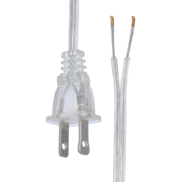 High Quality SPT2 Power Cord 2.50 Meter Clear Indoor 15A Rated IP55 Rated Consumer Electronics Smooth Electrical Safety PVC