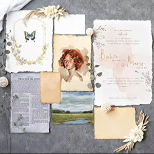 Feuilles de papier faites à la main de taille A4 écologique Invitations d'art vert biodégradables et plantables Impression de papier et de carton - Product Image 1