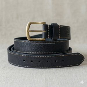Cinturón de Cuero con Hebilla de Aleación de Lujo, Piel de Vacuno de Grano Completo Negra y Marrón, de Alta Gama, Estilo Vintage, Casual, de Diseñador, Accesorios de Moda para Hombre - Product Image 3