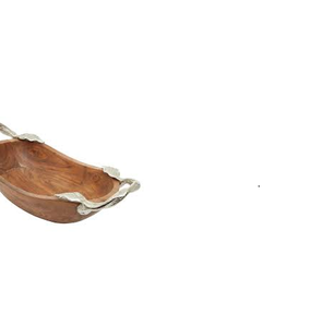 Bol en bois rond avec poignée en aluminium design feuille et fleur bol de service en bois fournisseur en gros - Product Image 2