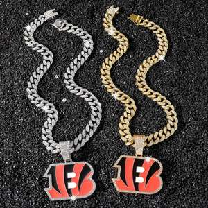 Colgante de Moissanita Cincinnati Bengals, Chapado en Oro de 14K, Accesorios de Moda Punk Hip-hop, Amuleto de Campeonato Plateado, Regalo Unisex - Product Image 2
