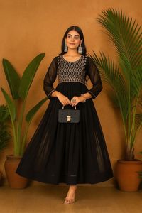 ผ้าจอร์เจียสังเคราะห์ที่น่าสนใจพร้อมชุดปักเลื่อมและซาริผู้ผลิตจากโรงงานขายส่งและจัดส่งจากศัลยแพทย์ - Product Image 3