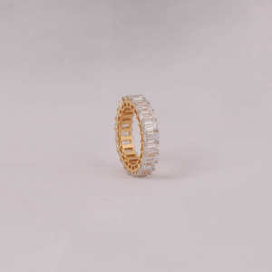 Alliance de mariage unisexe en plaqué or 14 ct, diamant de laboratoire certifié sans conflit, coupe rayonnante éternelle, style classique - Product Image 4