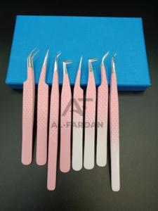 Meilleure vente pince à cils couleur ombrée en acier inoxydable japonais Diamond Grip Fine Pointed Volume Lash Baby Pink Top Seller - Product Image 5