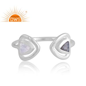 Nouvelle tendance Design 925 argent naturel arc-en-ciel pierre de lune et Labradorite bague en pierres précieuses fournisseur de bijoux personnalisés - Product Image 3