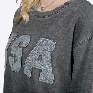 Personnalisé Automne Femmes 100% Coton Hip Hop Ras Du Cou Pull Sweat Avant Logo Décontracté Mode En Gros - Product Image 6
