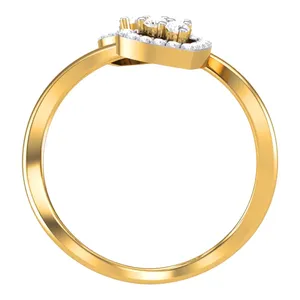 Anillo de Oro Sólido de 18K con Doble Corazón y Racimo de Diamantes de 0.32ct, Estilo Halo Bypass Wrap, Romántico, Certificado IGI, Anillo de Cóctel para Mujer - Product Image 6