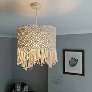Modern Boho Macrame <b>Lamp</b> <b>Shade</b> Handmade Chandelier for Office, Bedroom & Living Room | Home Decor for Diwali Festival - Product Image 1