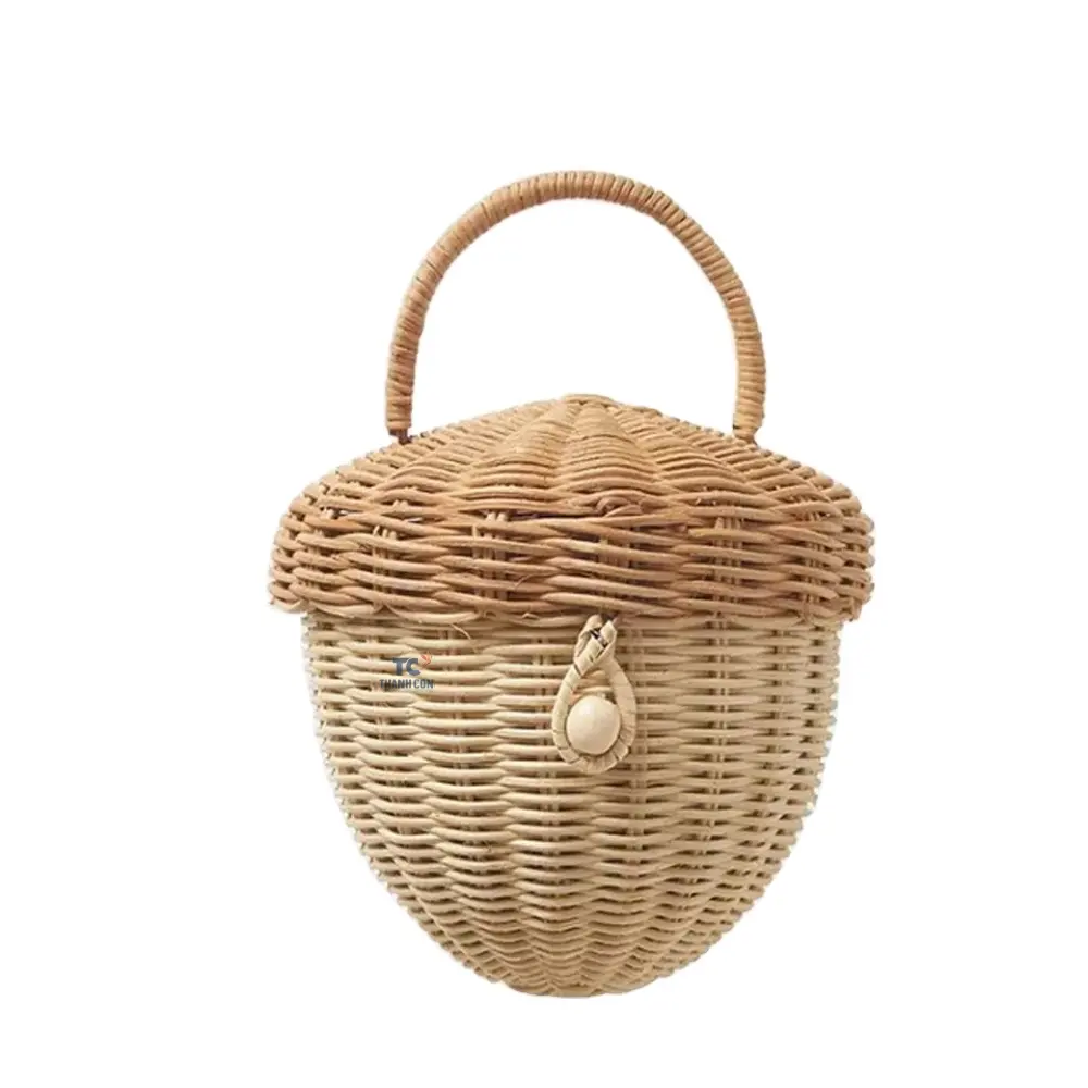 Hot Selling Schattige Kleine Rotan Mand Met Deksel En Rotan Handvat Groothandel Gemaakt In Vietnam