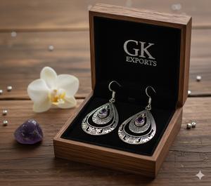 Pendientes colgantes finos de Plata de Ley 925 hechos a mano, joyería especial de boda de Jade púrpura, venta al por mayor a granel de proveedores - Product Image 4