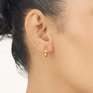 ชุดต่างหูแบบห่วงและแบบกอดหูรุ่น Moonshadow Stream ชุบทอง - Product Image 2
