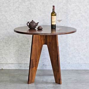 Table à manger ronde en bois d'acacia 90 cm, pieds en forme de A, assemblée, extensible, pour la maison ou le bureau - Product Image 5