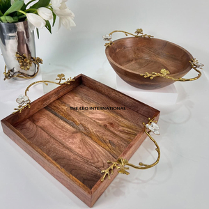 Meilleures ventes de plateau de poignées latérales à motif floral doré de couleur émaillée blanche Accessoires de cuisine créatifs Plateau à utiliser - Product Image 6