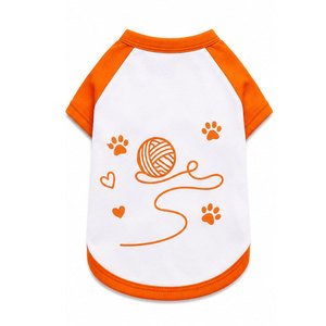 Camiseta para Mascotas con Estampado de Pata de Gato Blanca y Naranja, Ropa Unisex de Algodón - Product Image 3