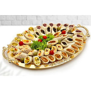 Plateau de service à chocolat en métal doré de qualité supérieure avec poignée Présentoir à chocolat en métal au design antique pour la célébration de l'Aïd - Product Image 4