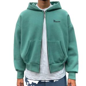 เสื้อฮู้ดมีซิปแบบลำลองสำหรับผู้ชายโอเวอร์ไซส์ผ้าคอตตอนหนักแบบกำหนดเอง420GSM - Product Image 3