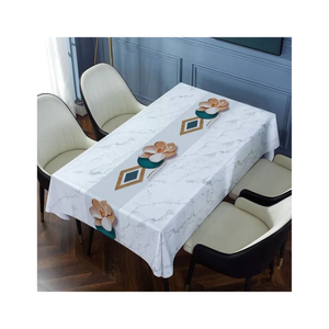Handcrafted Wjite Cotton Embroidered <b>Table</b> <b>Cloth</b> 280 GSM Durable Washable Texture Perfect For Diwali And Holiday <b>Table</b> Use - Product Image 5