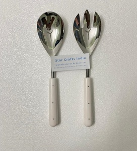 Juego de servidor de ensalada de acero inoxidable de la mejor calidad con mango de resina, utensilios de cocina, herramientas de ensalada hechas de madera - Product Image 1