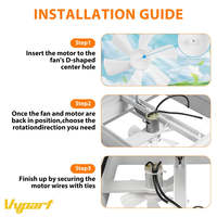 Kipas Aksial Ventilasi RV Vypart 6-Inci 12V Motor Bearing Sleeve Bilah Plastik Konstruksi Plastik Putih untuk Pembuangan Udara Kamar Mandi