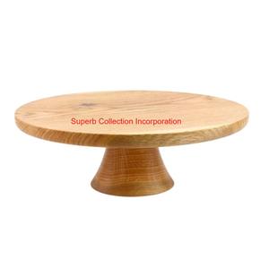 Soporte de pastel de madera de acacia hecho a mano con base de pedestal acabado natural plato redondo de madera para servir postres para decoración de fiestas de bodas - Product Image 6