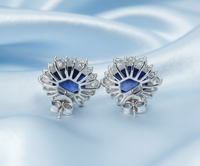 Pendientes de zafiro azul de corte hexagonal para mujer, estilo Art Deco, halo, para boda, plata de ley 925, regalo de Navidad